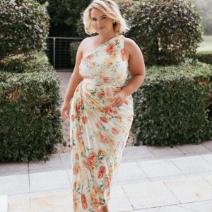 Kleo One Shoulder Maxi Dress - Yellow Floral