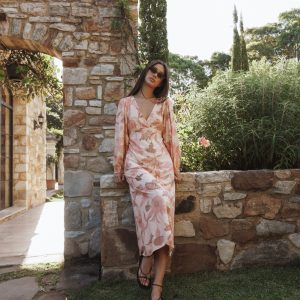 Kolby Long Sleeve Midi Dress - Pink Floral