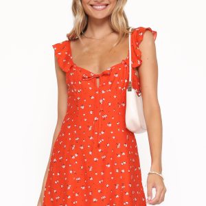 Lacey Mini Dress - Red Floral