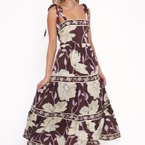 Leonor Maxi Dress - Yellow Brown Floral