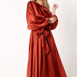 Lexie Long Sleeve Midi Dress - Bronze