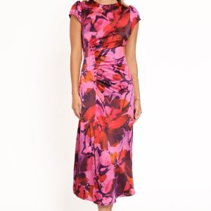 Lisbeth Midi Dress - Magenta Floral