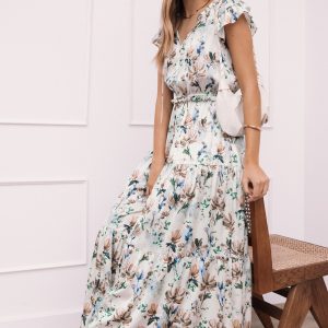 Lizzie Midi Dress - Cream Floral