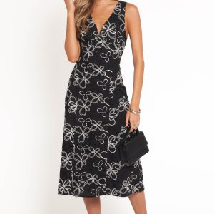 Loven Midi Dress - Black/White