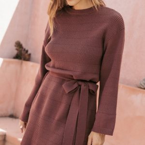 Lucca Mini Sweater Dress - Chocolate Brown