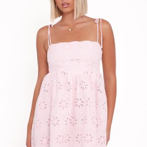 Lynne Mini Dress - Pink Broderie