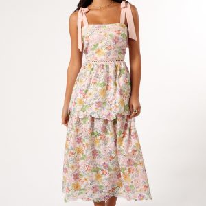 Maddy Midi Dress - Light Pink Multi