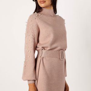 Maeve Long Sleeve Mini Dress - Mocha