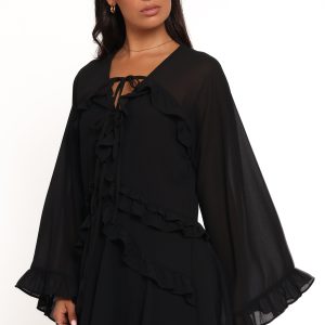 Magnolia Long Sleeve Mini Dress - Black