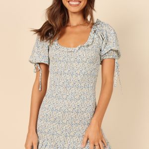 Marabella Shirred Mini Dress - Blue