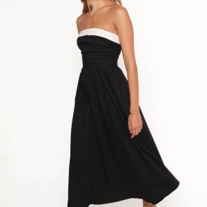 Marais Strapless Midi Dress - Black