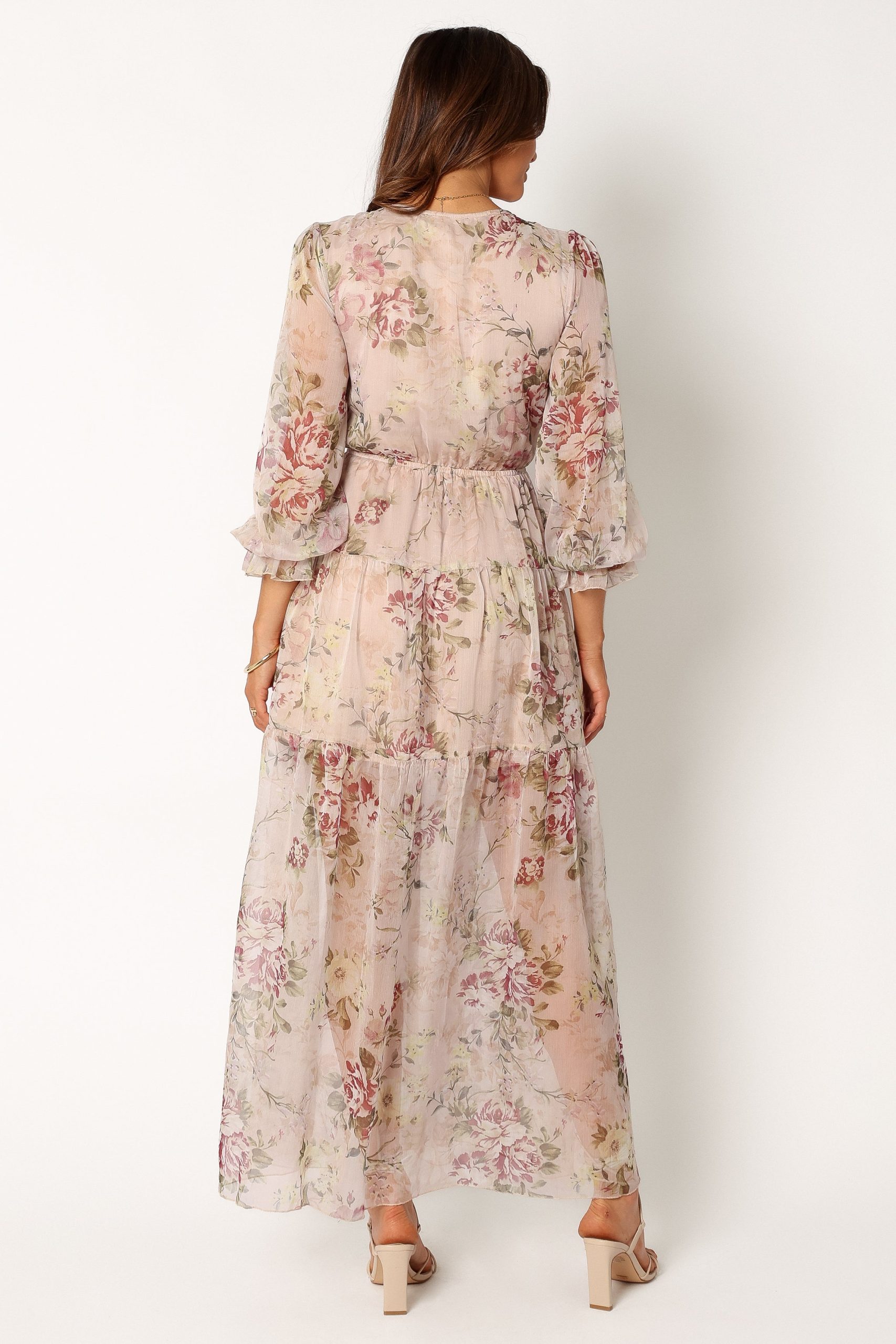 Maria Long Sleeve Maxi Dress - Cream - Image 4