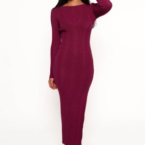 Mattie Long Sleeve Maxi Dress - Plum