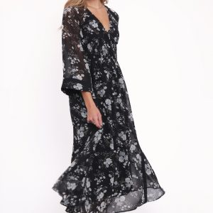 Mavis Long Sleeve Maxi Dress - Black Floral