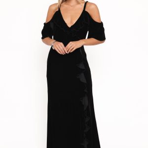 Micah Off Shoulder Velvet Maxi Dress - Black