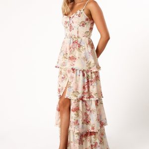Mito Tiered Maxi Dress - Cream Floral