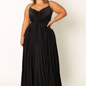 Naira Pleated Maxi Dress - Black