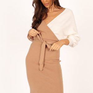 Nate Dress - Beige/White