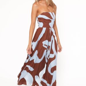 Nesta Maxi Dress - Brown/Blue