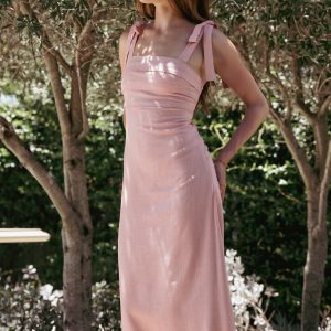 Patterson Tie Shoulder Midi Dress - Blush