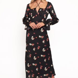 Pauline Long Sleeve Maxi Dress - Black Floral