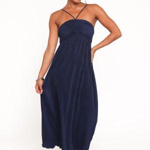 Polly Halterneck Maxi Dress - Navy