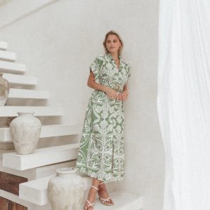 Preston Midi Dress - Green Floral