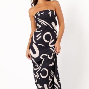 Remmie Strapless Maxi Dress - Black/White