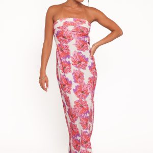 Remmie Strapless Maxi Dress - Pink Floral