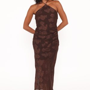 Remy Halterneck Maxi Dress - Brown