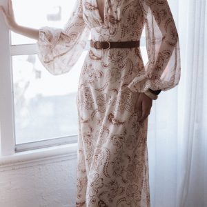 Riba Midi Dress - Brown Paisley