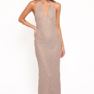 Riley Halter Maxi Dress - Taupe