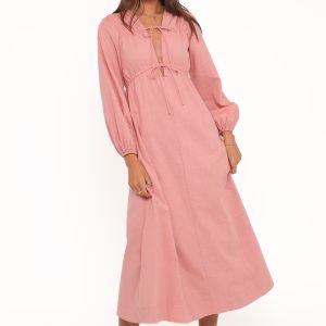 Riven Long Sleeve Maxi Dress - Pink