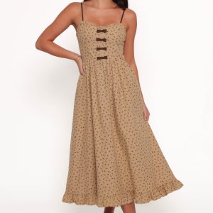 Robbins Midi Dress - Beige Brown