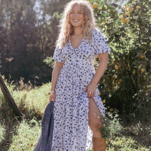 Roberts Maxi Dress - Blue Ditsy Floral