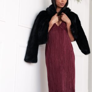 Safi Plisse Maxi Dress - Wine