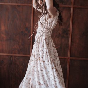 Safira Midi Dress - Brown Paisley