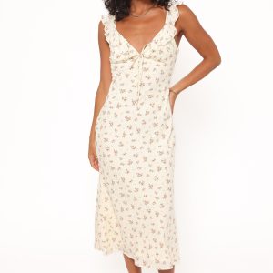 Sansa Midi Dress - Yellow Floral