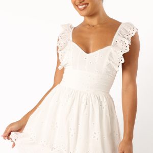 Selda Frill Sleeve Mini Dress - White