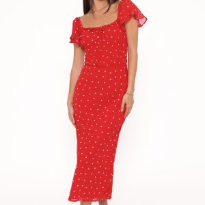 Sherrie Maxi Dress - Red Polka Dot