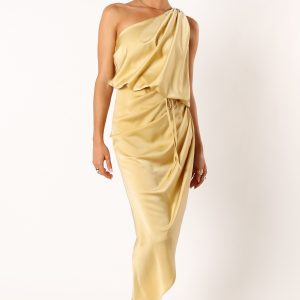 Sonny One Shoulder Midi Dress - Mustard