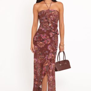 Sorbet Midi Dress - Brown Floral