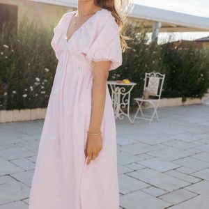 Sullivan Puff Sleeve Maxi Dress - Pink