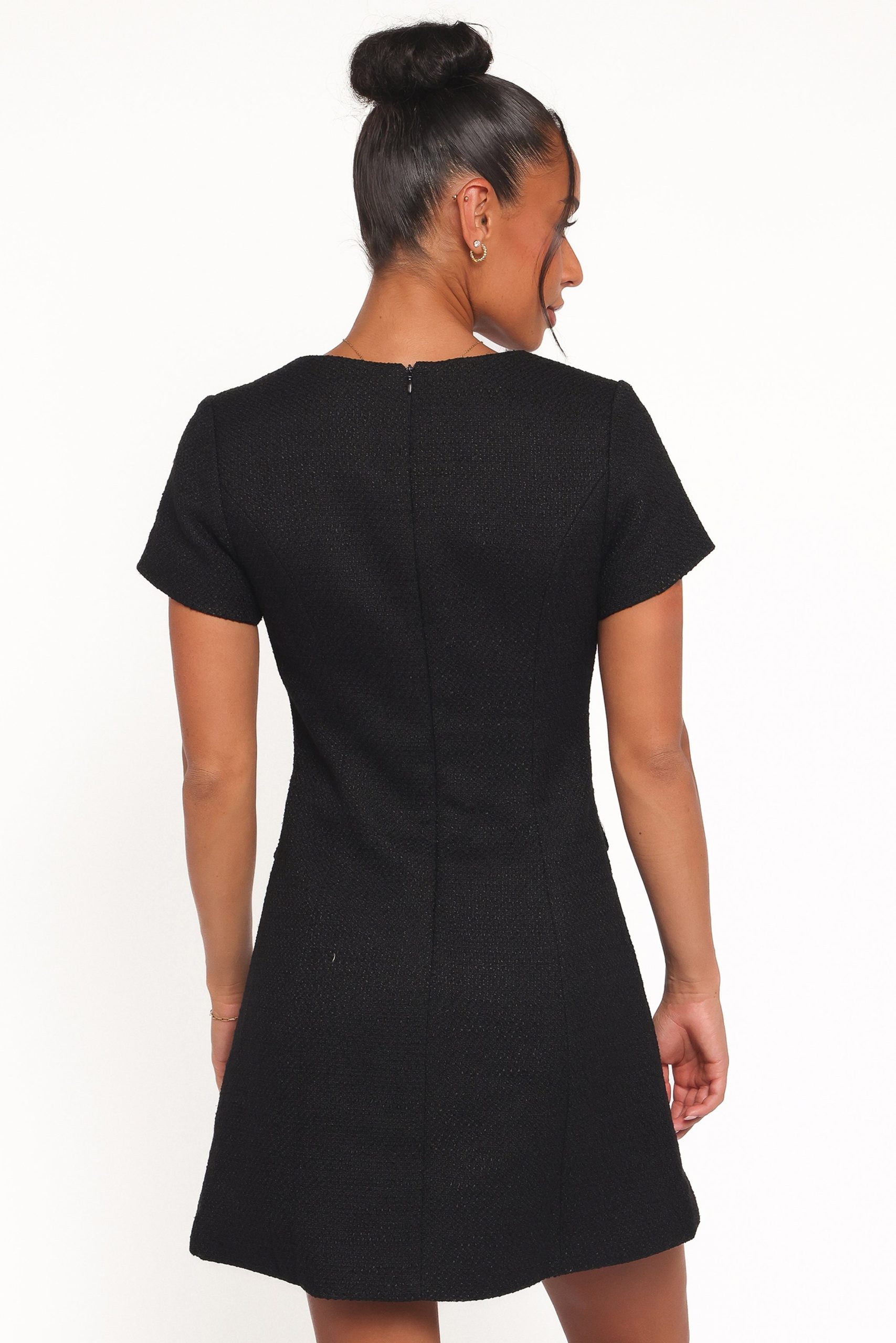 Sutton Mini Dress - Black Tweed - Image 4