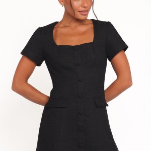 Sutton Mini Dress - Black Tweed