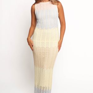 Tanith Maxi Knit Dress - Lime Multi