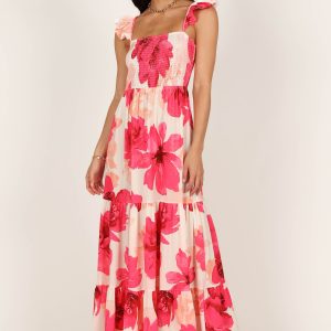 Tilly Shirred Maxi Dress - Pink