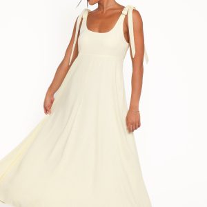 Valara Tie Shoulder Maxi Dress - Butter Yellow