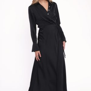 Verna Long Sleeve Maxi Dress - Black