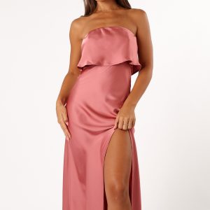 Vienna Strapless Midi Dress - Dusty Rose